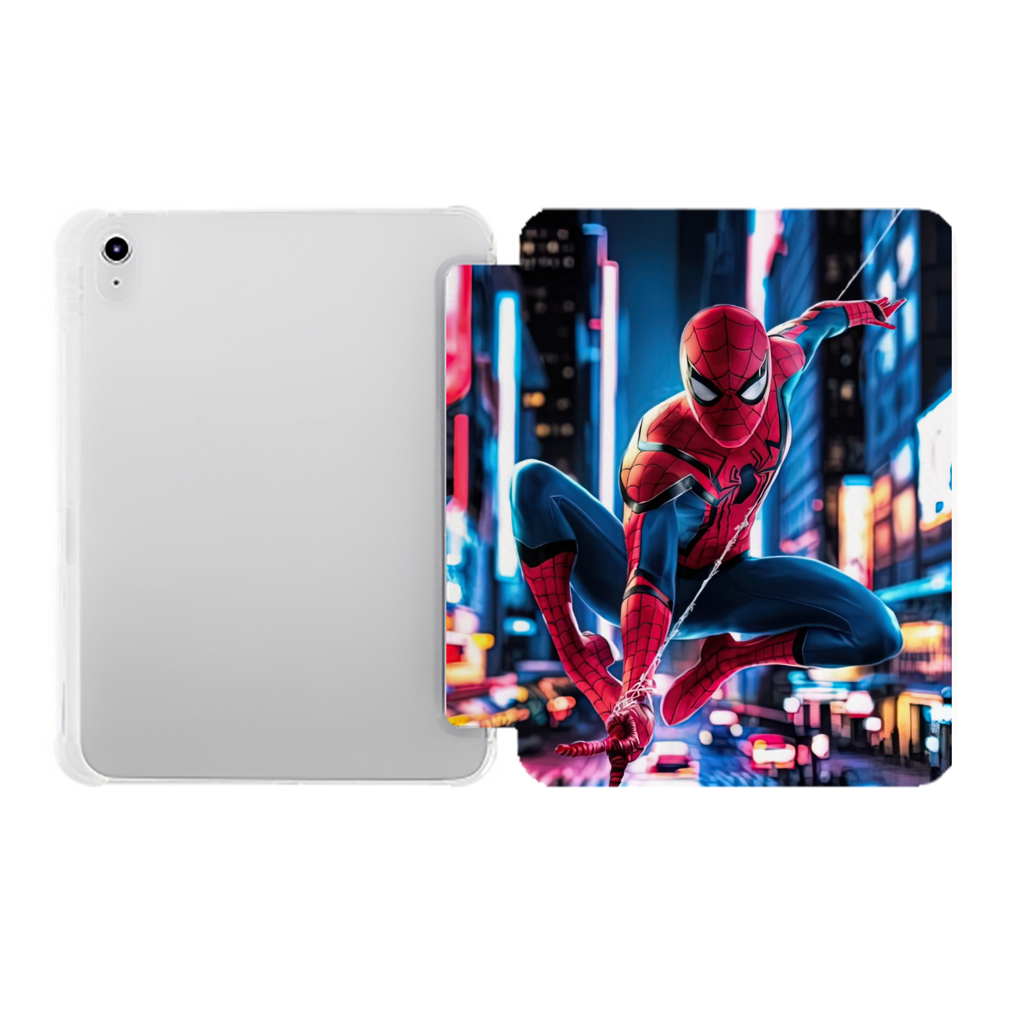 （画像用） Spider Man スパイダーマン IPad ケース ペン収納付き 三つ折りスタンド PUレザー×シリコン 対応機種9.5/10.5/10.9インチ